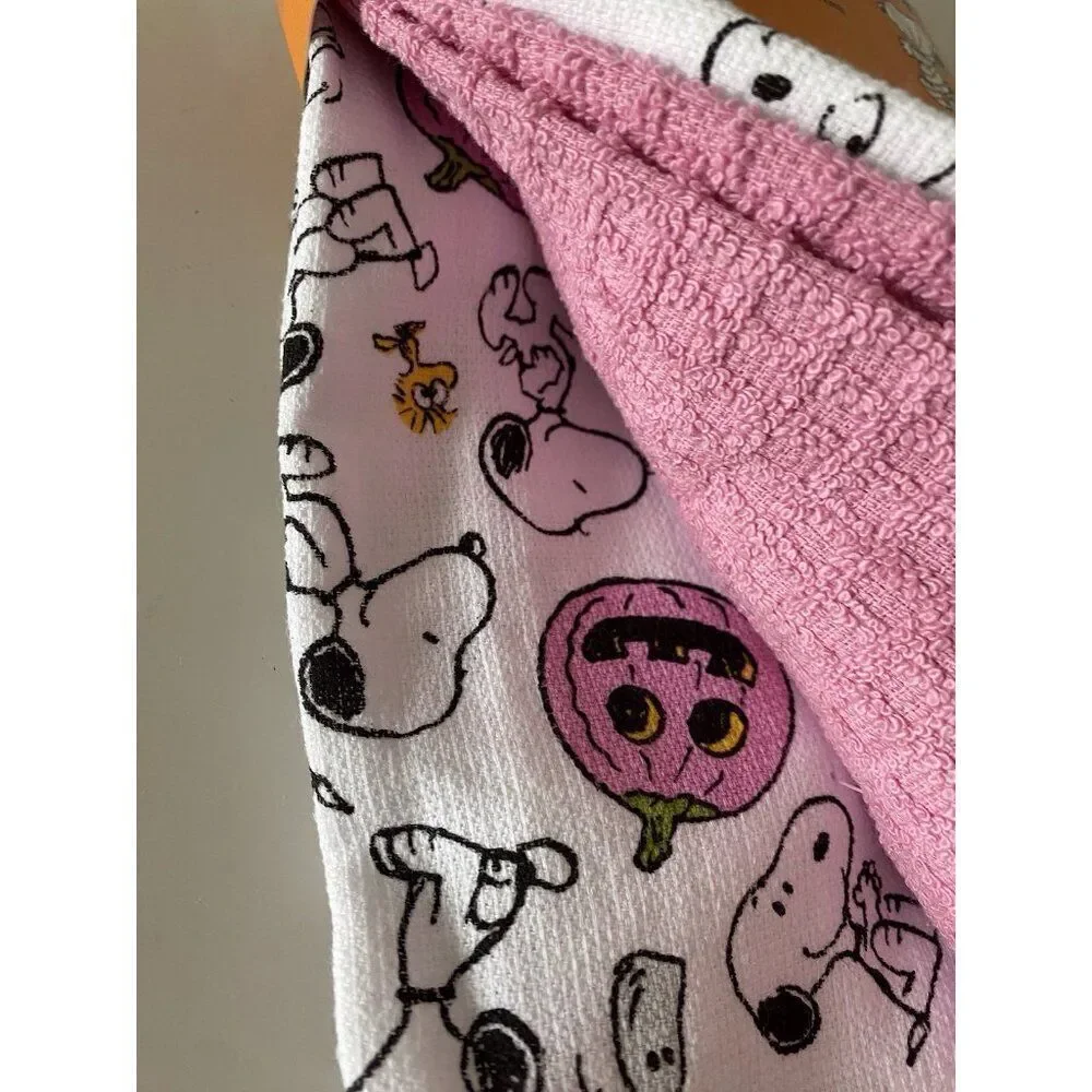 3 Pack Peanuts Snoopy Woodstock Halloween‎ Kitchen Towels Pink Pumpkin 16 X 26”